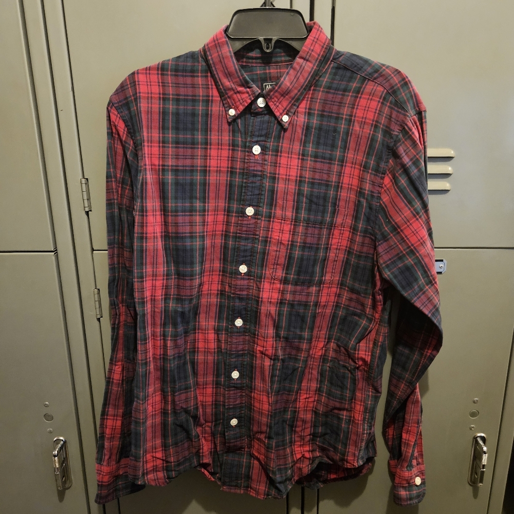 Mens Abercrombie & Fitch Plaid Button-Down Shirt - Red and Blue Size Large